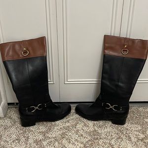 Brown/black tall boots